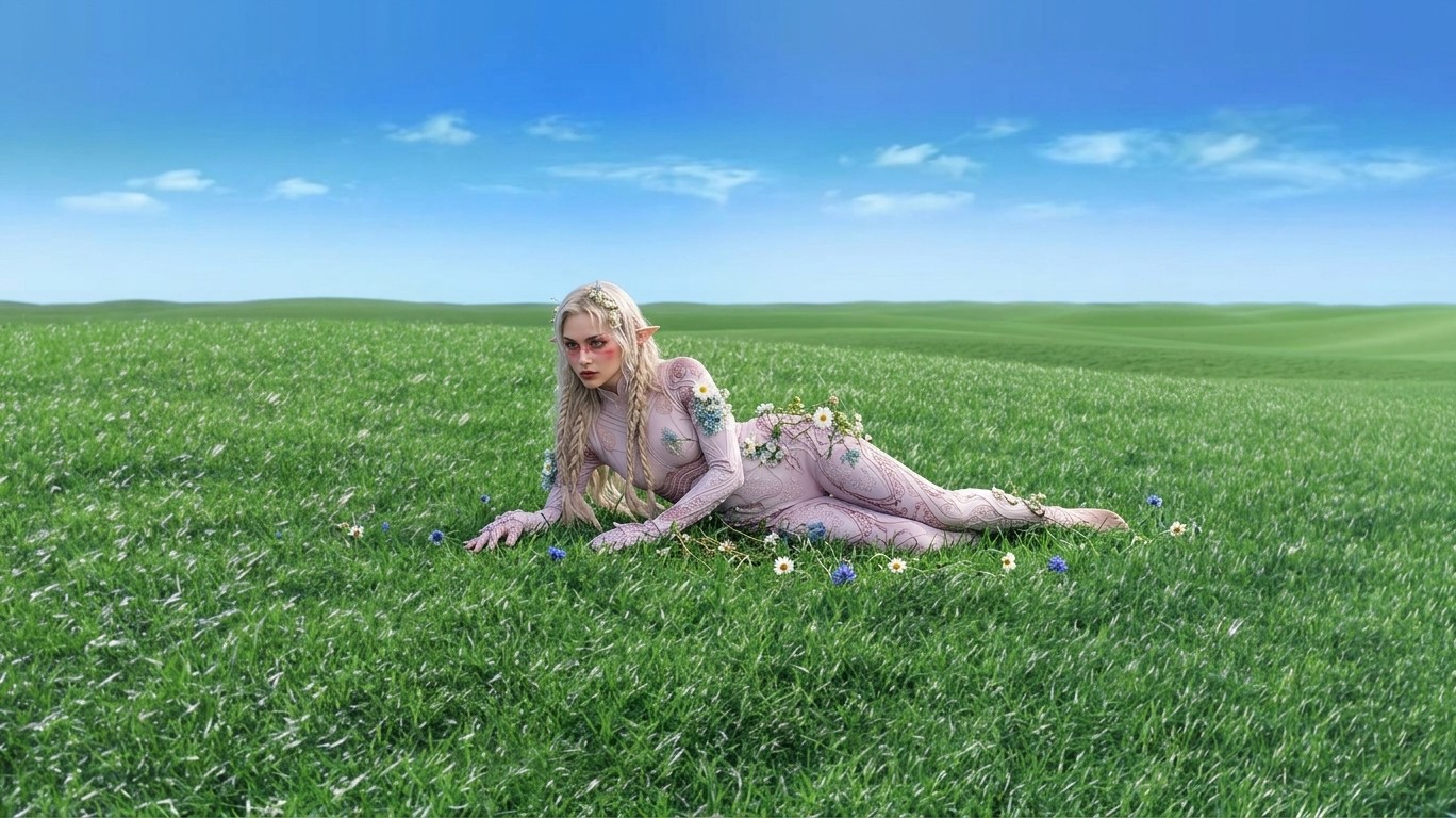 Eve lying in the grass